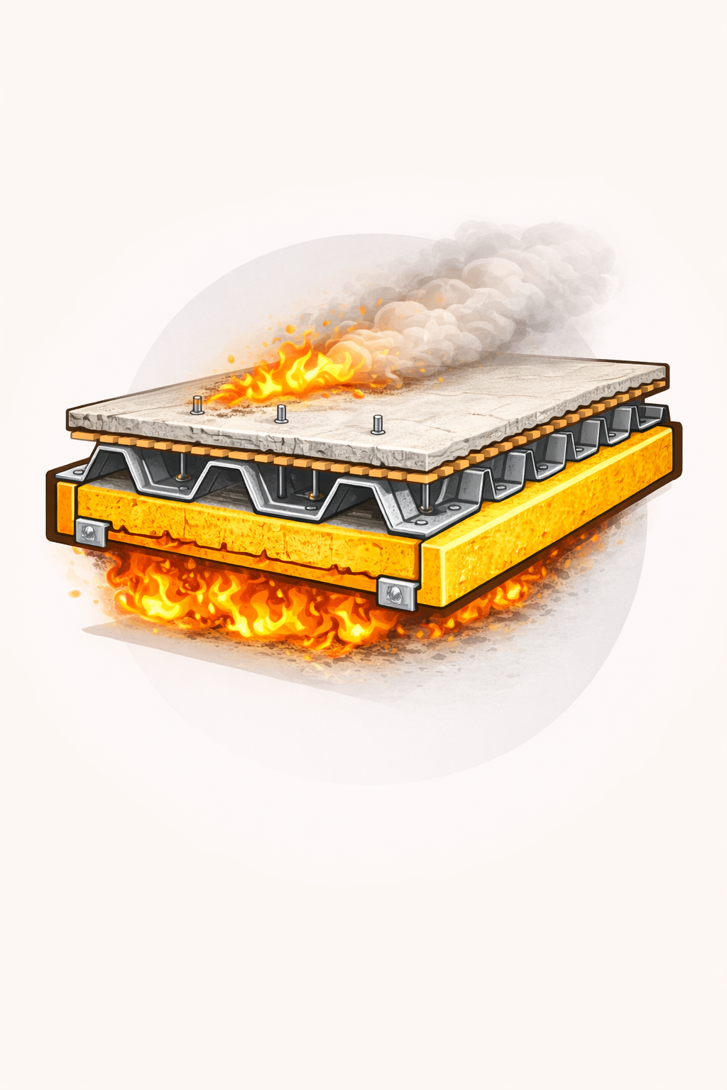 Encoffrement coupe-feu bac acier collaborant - Protection passive